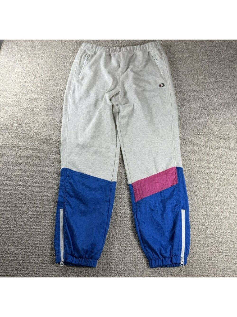 Champion Mixed Media Retro Style Sweatpants Gray Women’s Size Large